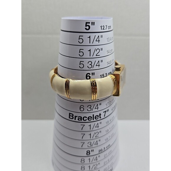 Vintage Lausanne Quartz Rectangle Gold Tone Bangle Cuff Watch New Battery Womens main image 4
